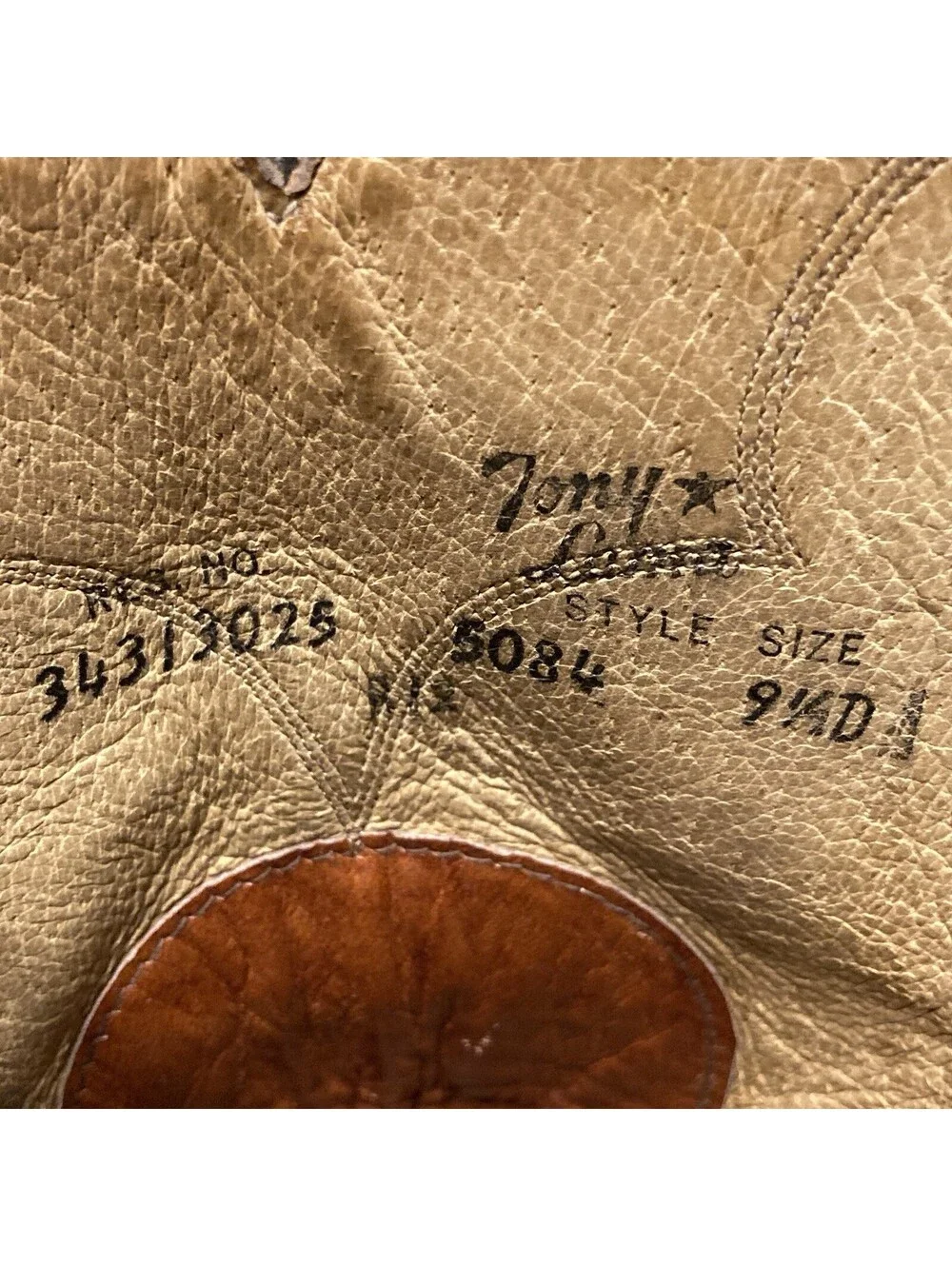 Vintage Men’s 9.5 Tony Lama 5084 Cowboy Boots Cognac Brown Leather USA Made